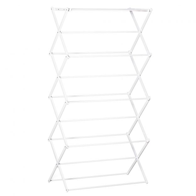 Kokkupandav pesukuivatusrest 8-astmeline tornkuivati metall plastik valge 74x35x144cm