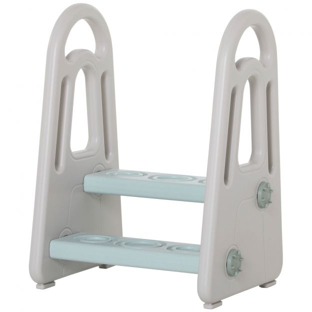 Õppetorn lastele, 2 astet, kuni 25 kg, Montessori torn, õppimistool kööki, ohutu, sinine.