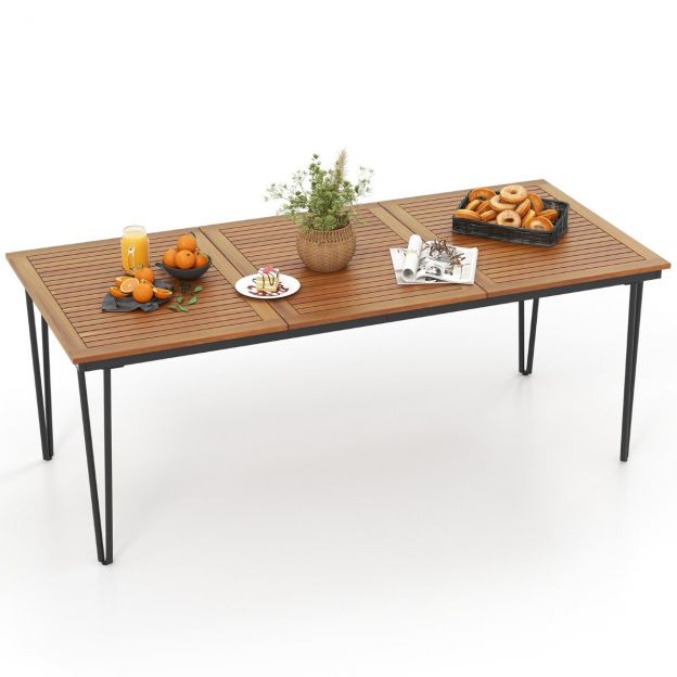 Aialaud õllelaud 5cm vihmavarjuauguga puidust laud õue tagaaeda 200 x 90 x 75 cm
