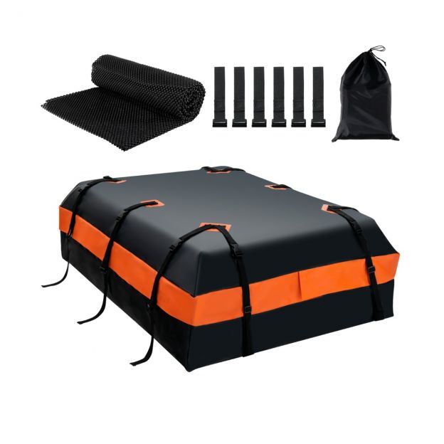 Veekindel katuseboks 600 L mahutavusega kõigile sõidukitele 132x100x43 cm must+oranž