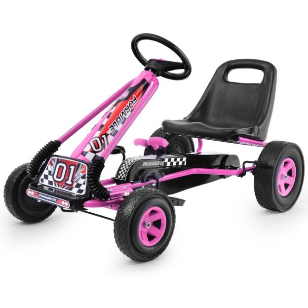 Pedaalidega kard pedaalajamiga laste sõiduauto pedaalsõiduk 98 x 59 x 61 cm roosa