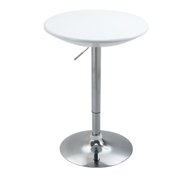 Bartilaud kaasaegne söögilaud kirjutuslaud kõrguse reguleeritav metall ABS-värv valge Ø61 x 76-97 cm kööki ja elutuppa.