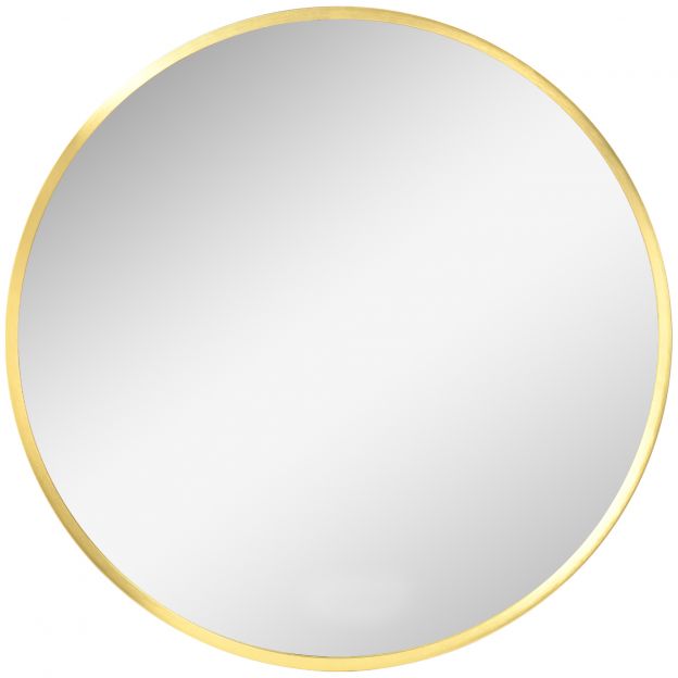 kleankin LED-vannitoa peegel ümmargune seinapeegel Ø50 cm mälufunktsiooniga IP44 vannituppa elutuppa magamistuppa kuldne alumiinium