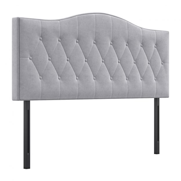 Stiilne polsterdatud voodi peats hallis, papli ja polüestriga, moodne disain, 185x8x134cm| Aosom