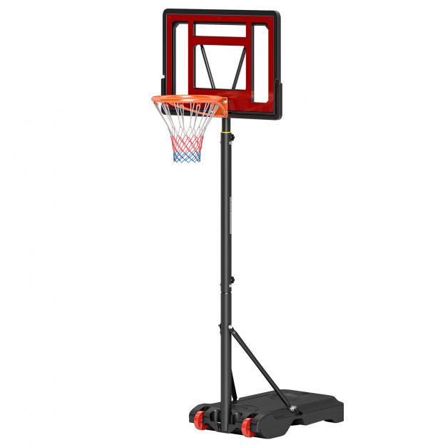 Korvpallikorv välitingimustes ratastega, 160-210 cm kõrguse reguleerimisega korvpallikorv koos alusega, 83x59cm tagapaneel, noortele hoovides, aedades, garaažides.