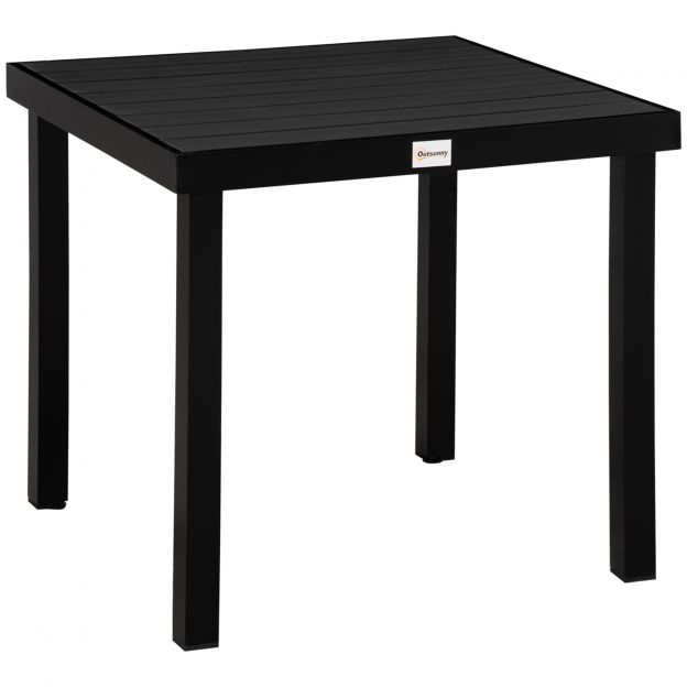 Aialaud 4 inimesele kompaktne söögilaud kergesti hooldatavast alumiiniumist plastikust must 80x80x74cm aiatoolid.ee jaoks