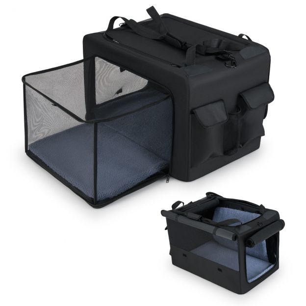 Kokkupandav koeraboks 2 avaga, akna ja võrkkorviga, koera transpordiboks, koerakott 88 × 72 × 48 cm