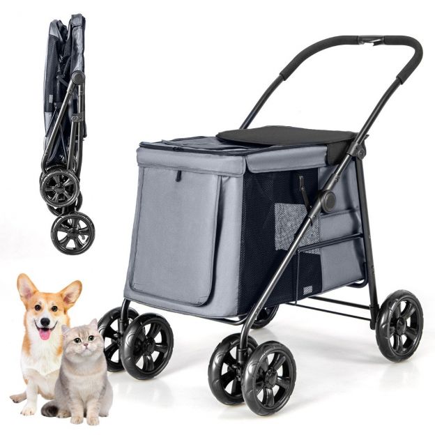 Koertekäru koerte jalutuskäru kokkupandav kuni 40 kg koertetrolley padjaga 106 x 63 x 103 cm hall