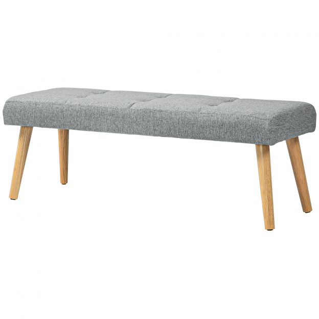 Istmepink Polsterpink Linane välimus Nööpkinnitus Voodipink puidust jalgadega magamistuppa elutuppa esikusse 120x41x43 cm Hall.de