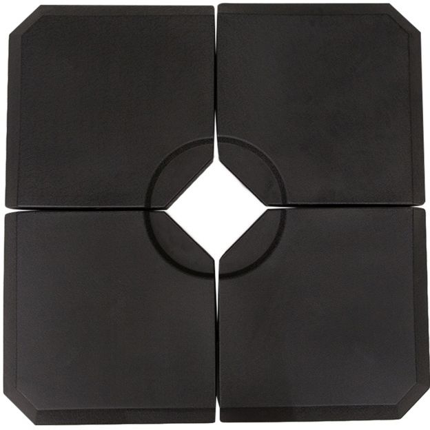 Vihmavarju kaal, 4-osaline vihmavarjualus, täidetav 80 kg vee või 120 kg liivaga, HDPE, must, 100 x 100 x 9,5 cm