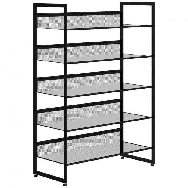 väike kingariiul kingahoidja kingastend kõrge kitsas, 5 riiulit, 72 cm x 30 cm x 102 cm, must| Aosom
