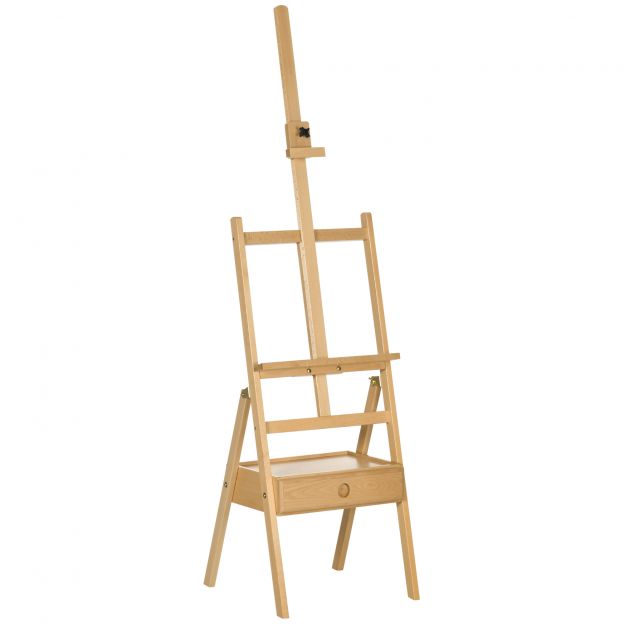 Vinsetto kokkupandav puidust molbert, kõrguse reguleerimisega ateljeemolbert, lõuendite hoidikuga kuni 92 cm kõrgusele, ideaalne kunstnikele.