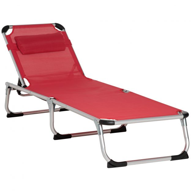 Aiatool 5-kordselt reguleeritav kokkupandav ergonoomiline võrguga Punane 165 x 60 x 76 cm lõõgastavaks ajaks õues.