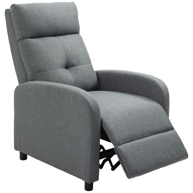 Lamamistool, tugitool lamamisasendiga, televiisoritool linase välimusega, polsterdatud lamamistool taskuvedrustusega, puhketool kuni 150 kg kandevõimega elutuppa, hall