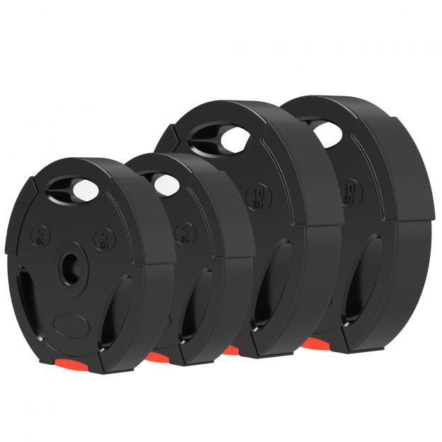 SPORTNOW 4-osaline hantlikomplekt, 2 x 5 kg/10 kg raskused, hantlikettad, raskuskettad 2,5 cm hantlivarrele, Ø 30 mm ava, must