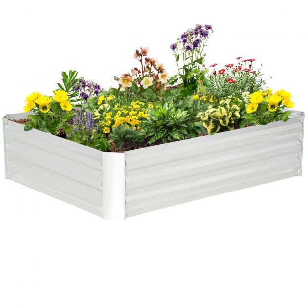 Tsingitud terasest kõrgpeenar 120 x 90 x 30 cm aiapeenar istutuskast hõbedane lilledele ja köögiviljadele.