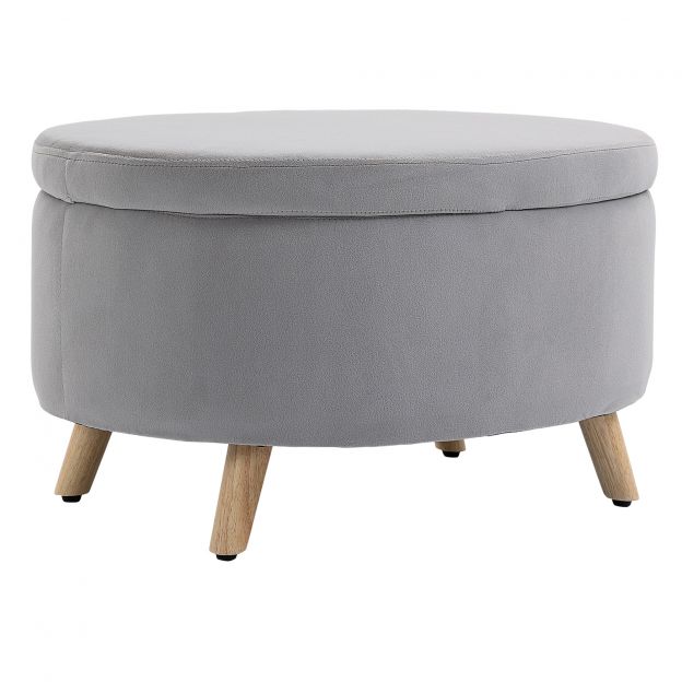 Istmepink Polsterpink koos panipaigaga Ovaalne kuju Tumbat Esik Magamistuba Elutuba sametilaadne polüester Kummipuu Helehall 71 x 51,5 x 42 cm