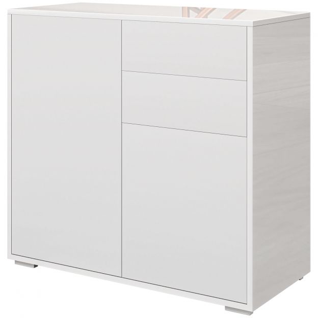 Kummut hoiukapp sahtliga, 2 push-click-ust, köögikapp reguleeritava riiuliga puhvetkapp kööki, elutuppa 79x36x75 cm valge