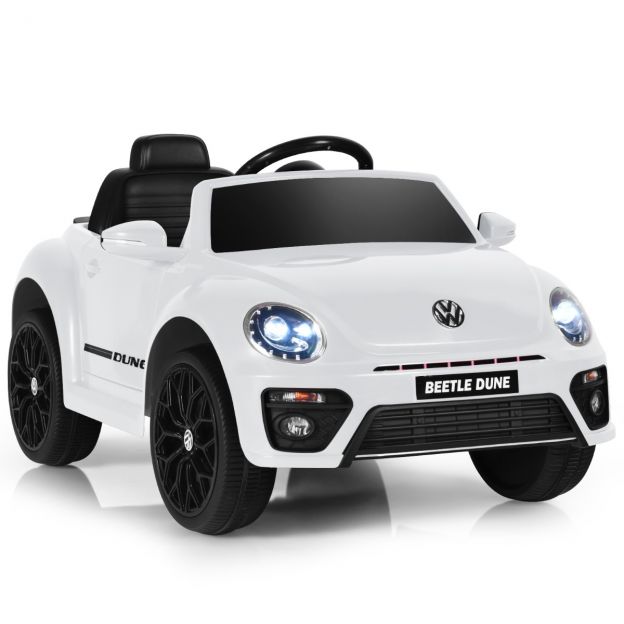 VW Beetle lasteauto muusika ja 2 valgustusrežiimiga, sh 2,4G pult, valge