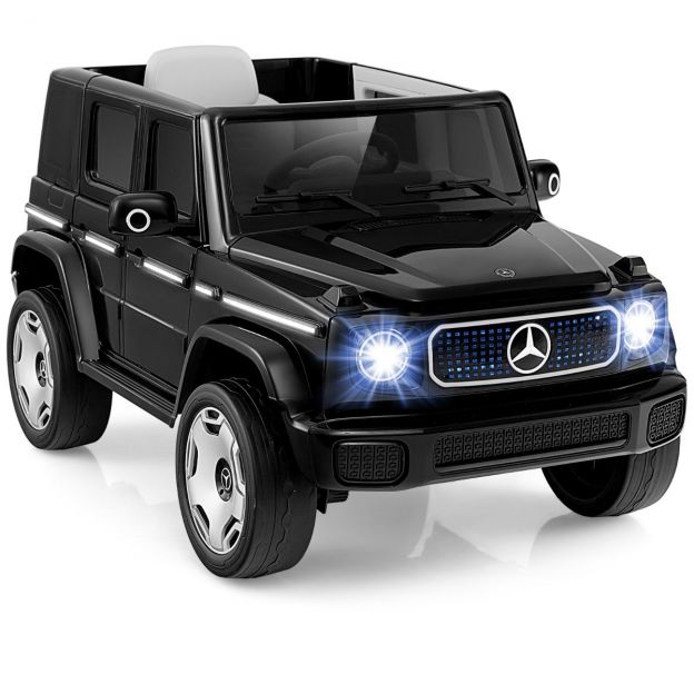 Laste Mercedes-Benzi elektriauto 2,4G kaugjuhtimispuldiga ja esituledega, 12 V elektrisõiduk, must