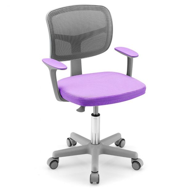 Laste kirjutuslaua tool 360° pöörlev noortetool 80–91,5 cm kõrguse reguleeritav 54 × 50 × 80–91,5 cm lilla