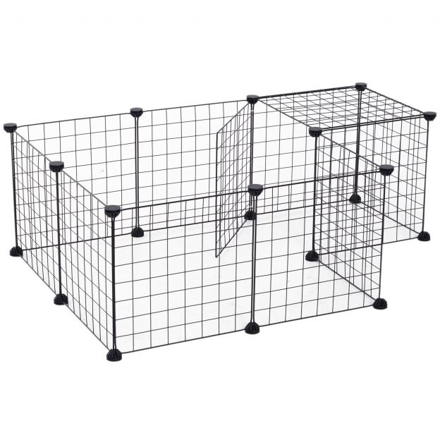 Väikeloomade metallvõre aedik paindlik must 106x73x36cm