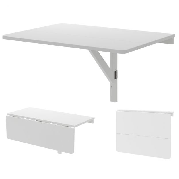 Seinale kinnitatav klapplaud ruumisäästlik köögilaud kokkupandav seinalaud 80 x 60 cm valge