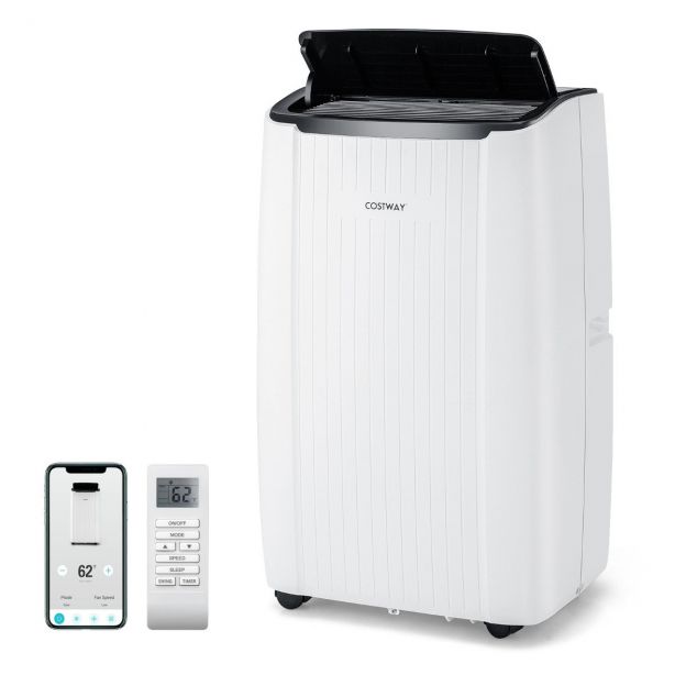 12000 BTU mobiilne konditsioneer väljatõmbevoolikuga, 4-in-1 kliimaseade kütte ja õhukuivatiga, 41 × 31 × 71 cm, valge