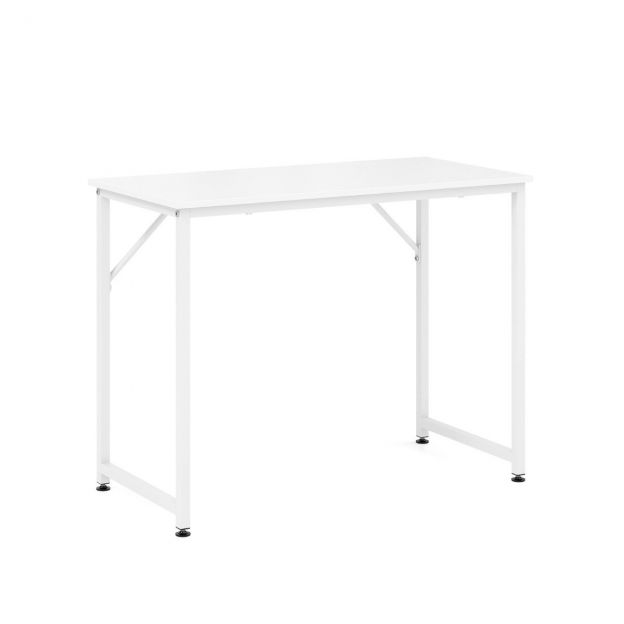 PC-laud reguleeritavate jalapolstritega Kompaktne arvutilaud Kirjutuslaud 100 × 50 × 77 cm Valge