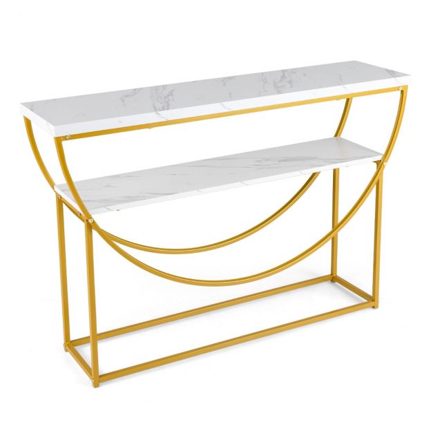 Kitsas marmorkattega konsoollaud 2 tasemega diivanilaud esikulauake 120 x 30 x 80,5 cm