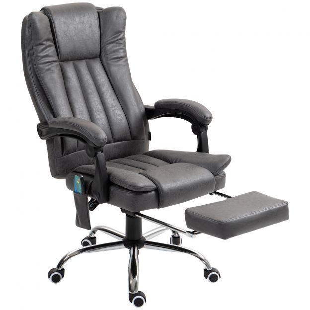 Vinsetto kontoritool massaaži- ja soojendusfunktsiooniga, kõrguse reguleerimisega, väljatõmmatava jalatoega, ergonoomiline, 62 x 70 x 113-120 cm, hall.