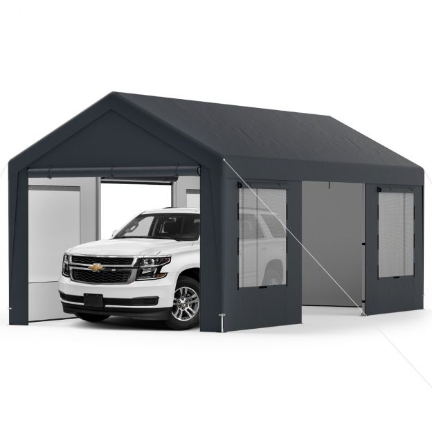 Carport telkgaraaž 8 eemaldatava külgseinaga ja rullustega garaažitelk karjatelg