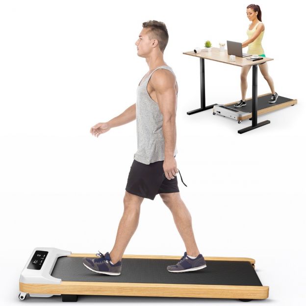 2-ühes jooksulint 2,25 hj Walking Pad laua all 1–6 km/h, kaugjuhtimispuldiga, kaasaskantav, 120 x 54 x 13 cm