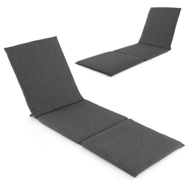 Lamamistooli padi päikesetoolile, polster aialamamistoolile 182 x 59 x 4,5 cm tumehall