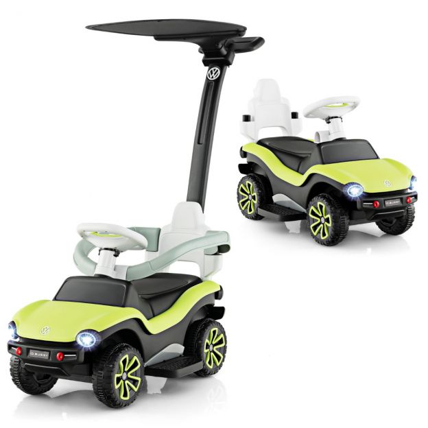 Volkswageni litsentseeritud 3-ühes lükatav lasteauto, kolmekordselt reguleeritava lükkesangaga, 96 × 40 × 93 cm, roheline