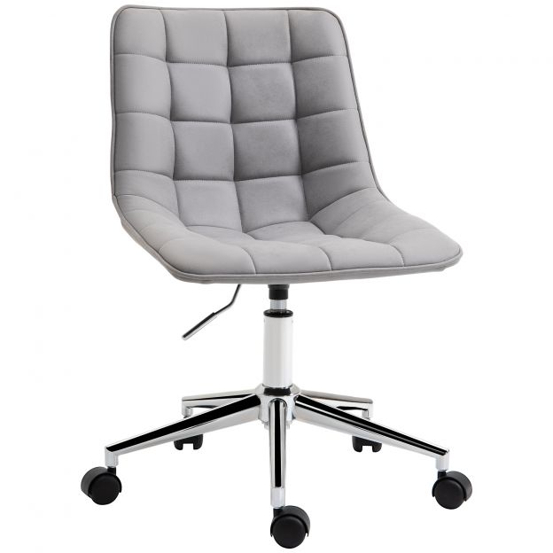 Vinsetto bürootool, reguleeritava kõrgusega, ilma käetugedeta, 360° pööratav, ergonoomiline kirjutuslaud helehall kodukontorisse.