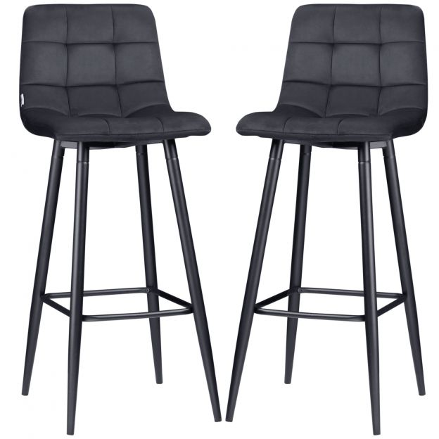 2-osaline komplekt baaripukke jalatoega sametkattega köögitool baaripukkide komplekt terasjalad must 42x47x105cm elutuppa söögituppa.