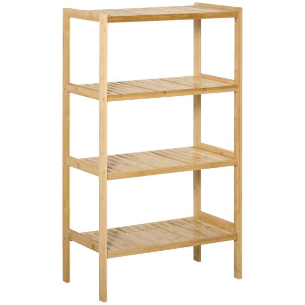 Rannariiul 4-astmeline bambusest raamaturiiul 62x33x112cm kontorisse lattu kööki looduslik.