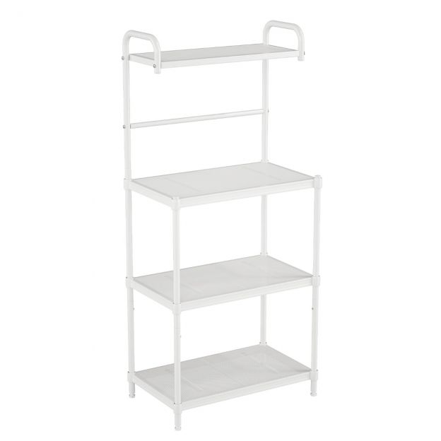 4-korruseline reguleeritavate riiulitega köögiriiul Mikrolaineriiul 59 x 34 x 136 cm valge