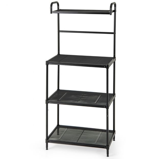 Köögiriiul 4-astmeline mikrolaineahju riiul reguleeritavate riiuliplaatidega metallist mikrolaineahju alus 59 x 34 x 136 cm must
