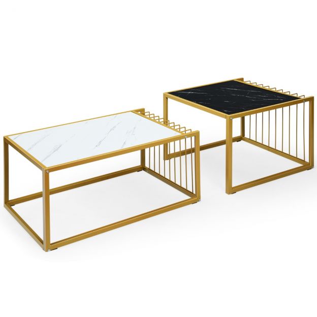 2 x abilauakomplekt diivanilaud pesalauad marmorist modernne pesalauakomplekt kollane + must + valge