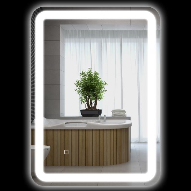 kleankin Halbpeegel LED 50 x 70 cm 3 valgusvärviga ja puutetundliku lülitiga, IP44, automaatne udutõrje, mälufunktsioon, karastatud klaas hõbedane.