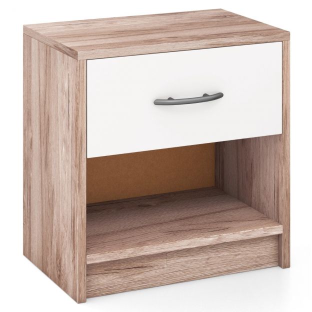 Öökapp sahtliga Väike abilaud avatud riiuliga 38,5 x 28 x 40,5 cm tamm + valge