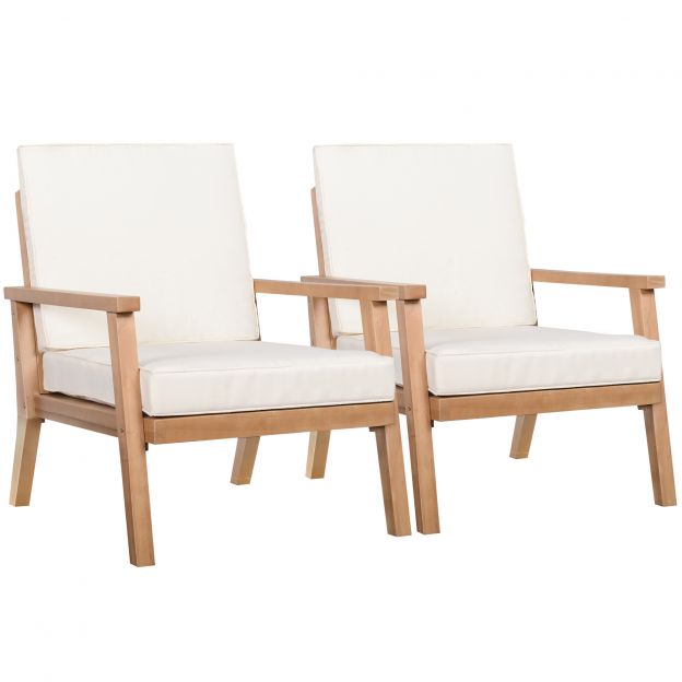 Aiatoolide komplekt 2 tk Mugavad aiatoolid patjadega, paplipuust, rõdule ja aeda, 66x77,5x74,5 cm| Aosom