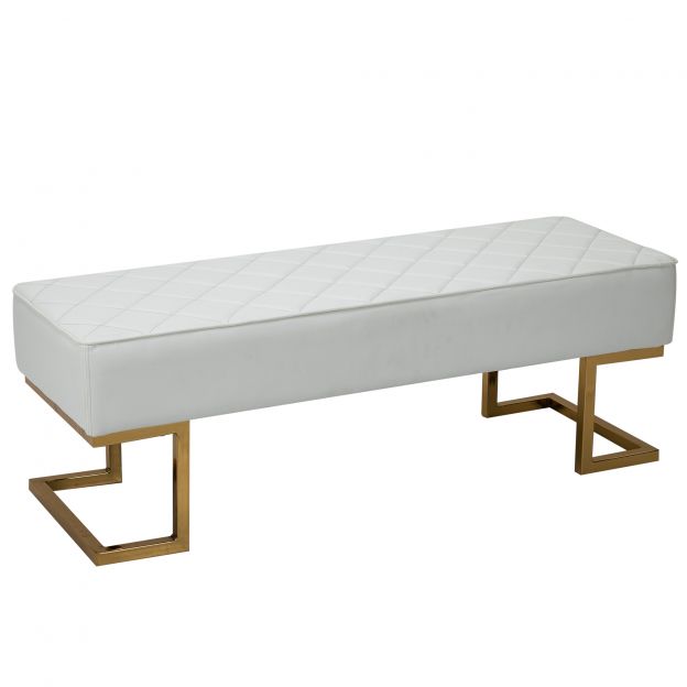 Istmepink kummutpink magamistoale ja elutoale, kunstnahk metall valge kuld 120x43x42 cm, stiilne voodipink.de