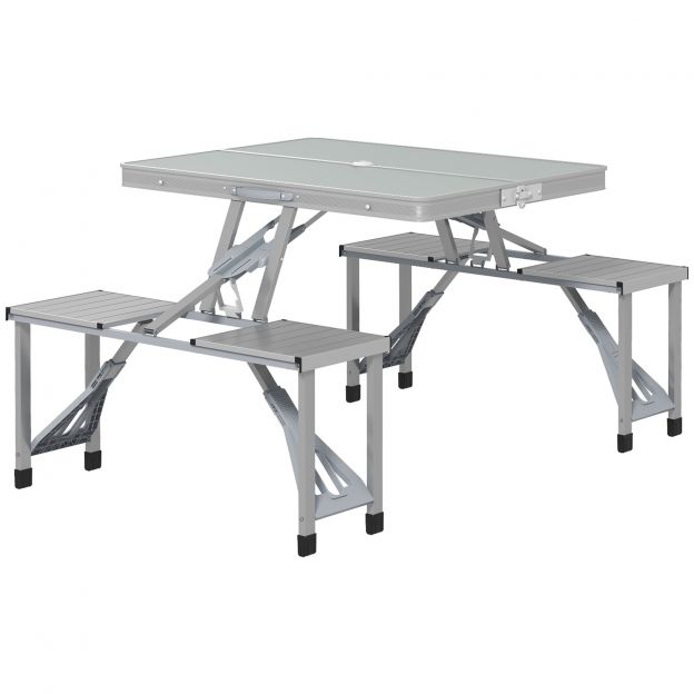 Telkimislaud kokkupandav laud 4 tooliga kokkupandav aialaud alumiiniumist kerge multifunktsionaalne laud 4 inimesele abilaud aeda terrassile rõdule 85,5 x 135cm hall
