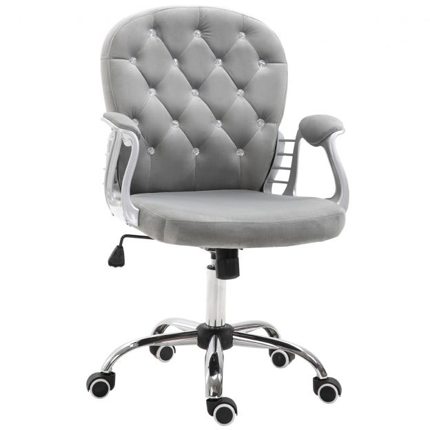 Ergonoomiline kontoritool polsterdatud seljatoega, hall, 59,5x60,5x95-105 cm| Aosom