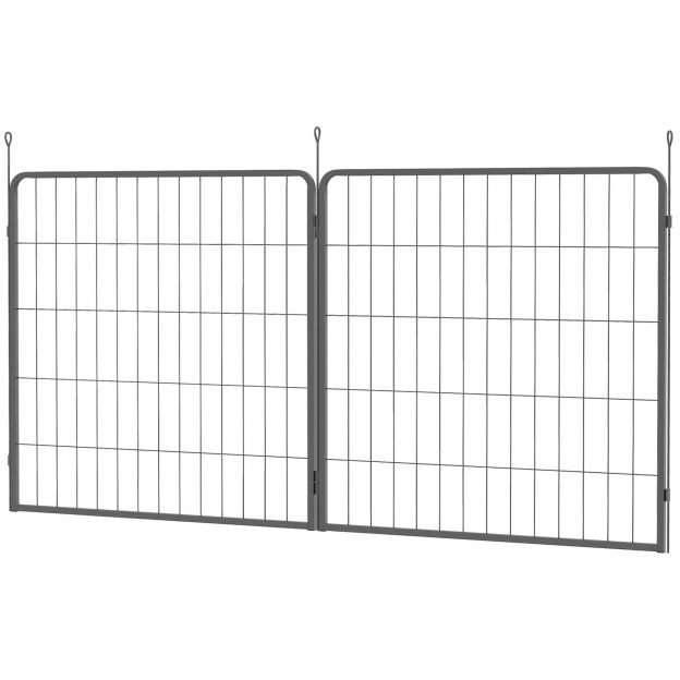 2-osaline komplekt 2 koeraaiapaneeli laiendamiseks vabapidamiseks, 80 x 80 cm terasest kutsikaaed, väikestele ja keskmistele koertele must