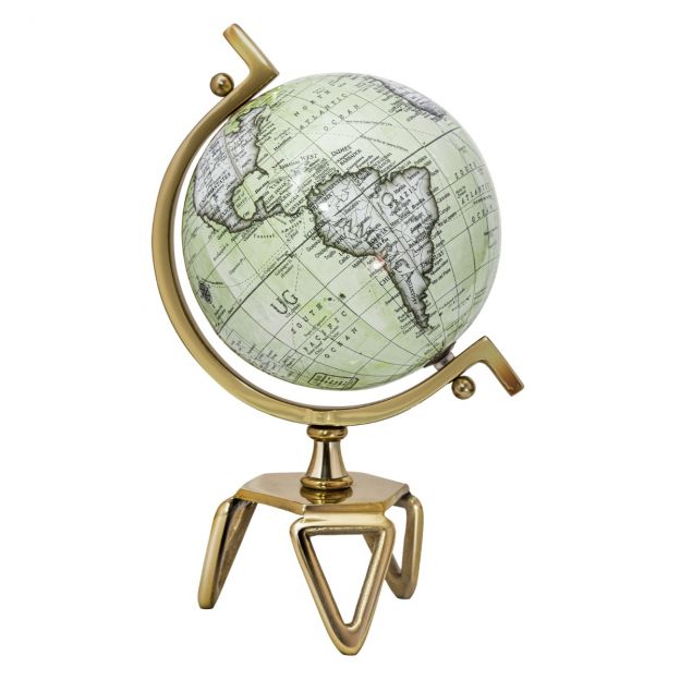 Ø 21 cm antiikne gloobus metalljalaga, pöörlev õpilasgloobus, geograafiline maailmakera Ø 21 cm