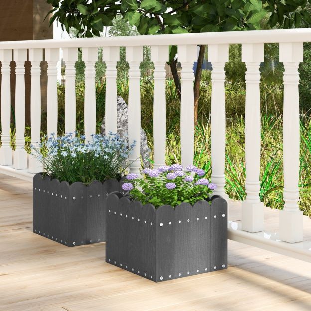 2 tk ilmastikukindlad HDPE taimepotid, ristkülikukujuline lillekast 32 × 30 × 25 cm, hall